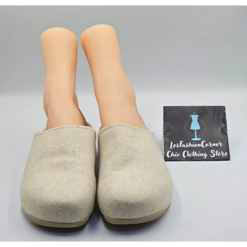 FitFlop Women's Beige  Wool Felt Shuv Clogs Beige Slip-On Mules Size 9 2693 - Picture 9 of 16